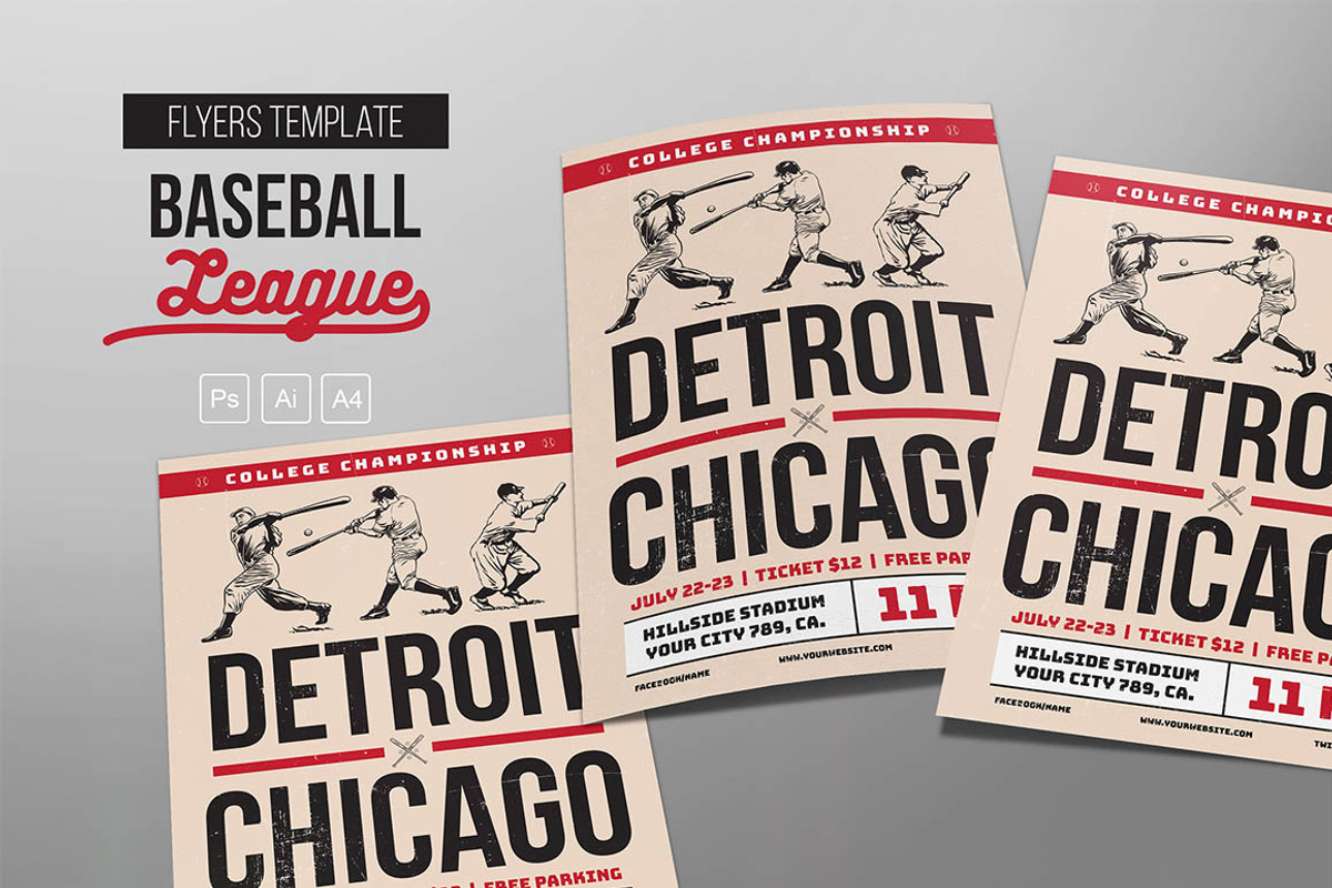 Vintage Baseball Flyers, a Flyer Template by Me55enjah Design (Photo 1 of 5)