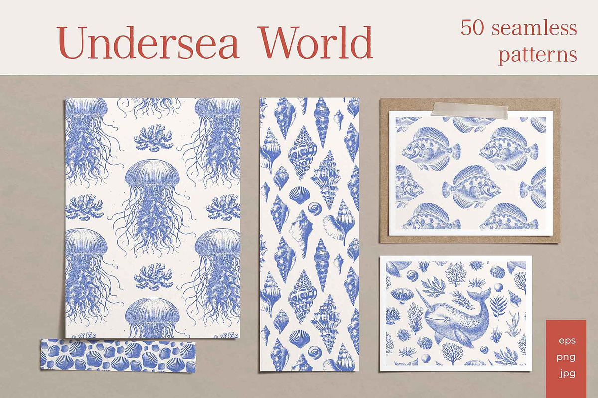 Undersea world seamless patterns, a Pattern Graphic by Anatartan Design (Photo 1 of 7)