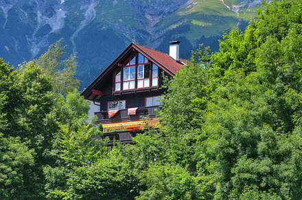 House in mountains containing flat, airbnb, and mountains