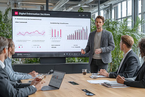 Businessman presenting data analytic, a Photo by Pixeness Studio