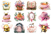 Pink Summer Bees Garden Clipart, an Illustration by Dream Creation (Thumbnail 4 of 4)