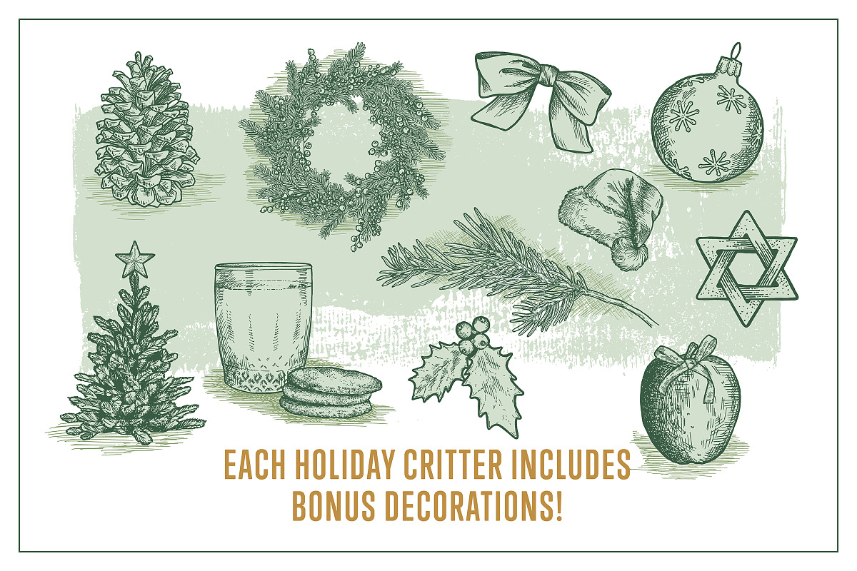 Vector Holiday Critters Set + Bonus, an Animal Illustration by Well Rock Designs (Photo 4 of 8)