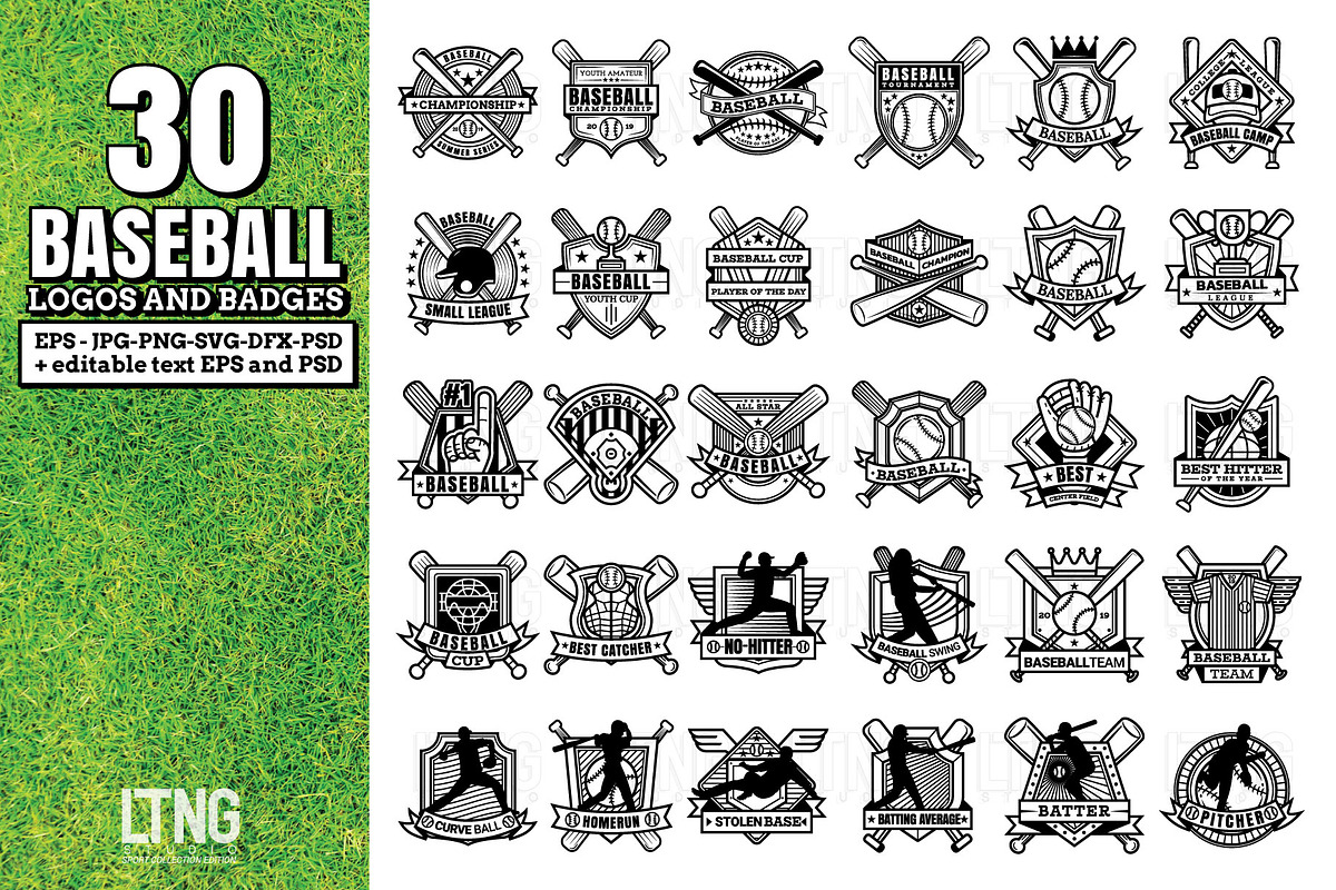 30 Baseball logos and badges, an Object Graphic by LTNG STUDIO (Photo 1 of 5)