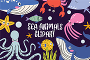 Cute Sea Animals Vector Clipart, an Animal Illustration by Luamor (Thumbnail 1 of 3)