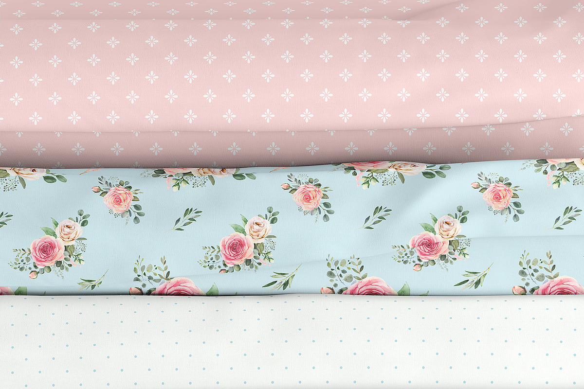 Watercolor patterns with roses, a Pattern Graphic by AnnelyBlooms (Photo 6 of 7)