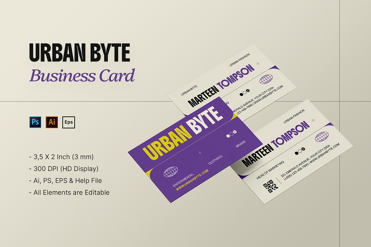 Urban Byte - Business Card, a Business Card Template by StreaksideStd (Photo 1 of 3)