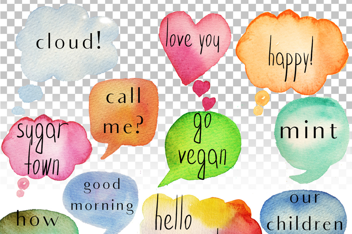 60 speech bubbles!watercolor+EPS, an Object Graphic by holaholga (Photo 3 of 4)
