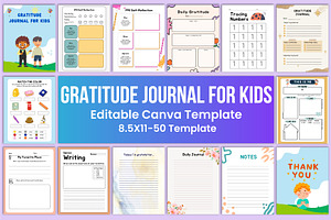 GRATITUDE JOURNAL FOR KIDS Interior, a Presentation Template by Designmela01