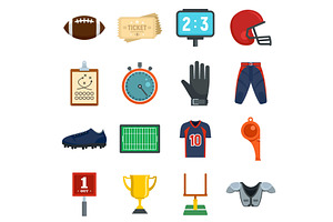 American football equipment icons, an Object Illustration by Ylivdesign
