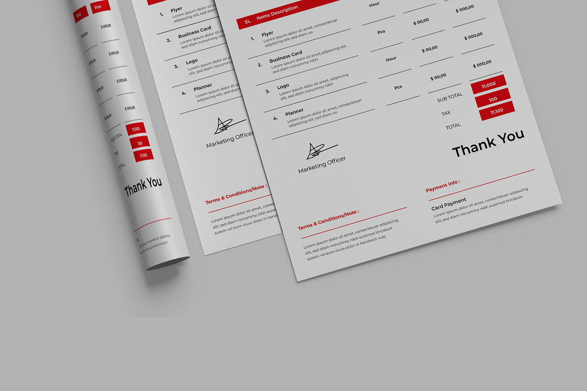 Red Invoice Template, a Stationery Template by MightyDesign (Photo 3 of 8)