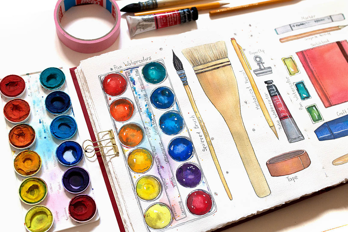 Art Supplies (watercolor elements), an Education Illustration by Daria's Magic World (Photo 3 of 4)