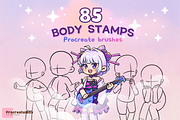 85 Procreate Anime Body Pose Brushes, a Brush Add-On by ProcreateiBox (Thumbnail 1 of 7)