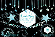 Teal & Mint Watercolor Star Clipart, an Illustration by ClipartBrat Graphics (Thumbnail 2 of 5)