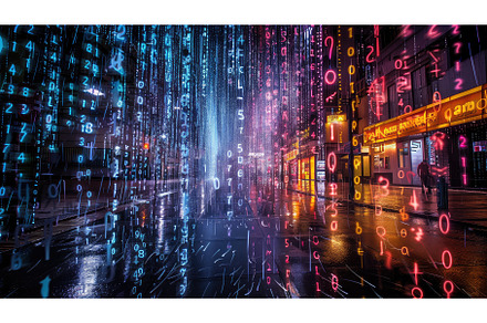 computer binary code rain ai, a Background Photo by pikepicture