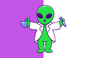 Cute Alien Scientist Holding Chemica, a Technology Illustration by Artstorystudio (Thumbnail 2 of 3)