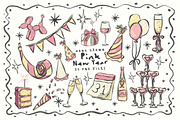 Hand Drawn New Year Pink Whimsical, a Decorative Illustration by CraftingOnSunday (Thumbnail 1 of 3)