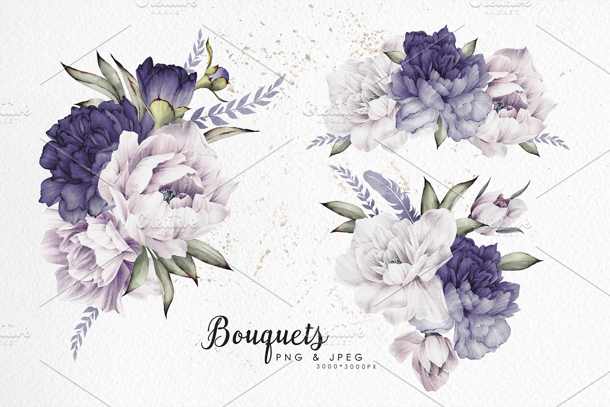 Blue peonies, watercolor, a Decorative Illustration by ollalya (Photo 4 of 8)
