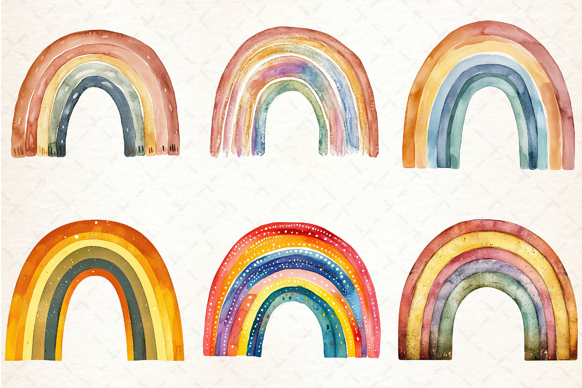 Vintage Retro Rainbow Clipart, an Illustration by Libby Wishes (Photo 6 of 7)