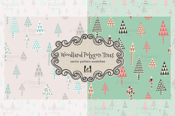 Woodland Polygon Tree Vector Pattern preview 5