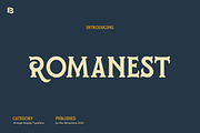 Romanest; Vintage Display Typeface, a Serif Font by Eko Bimantara (Thumbnail 1 of 10)