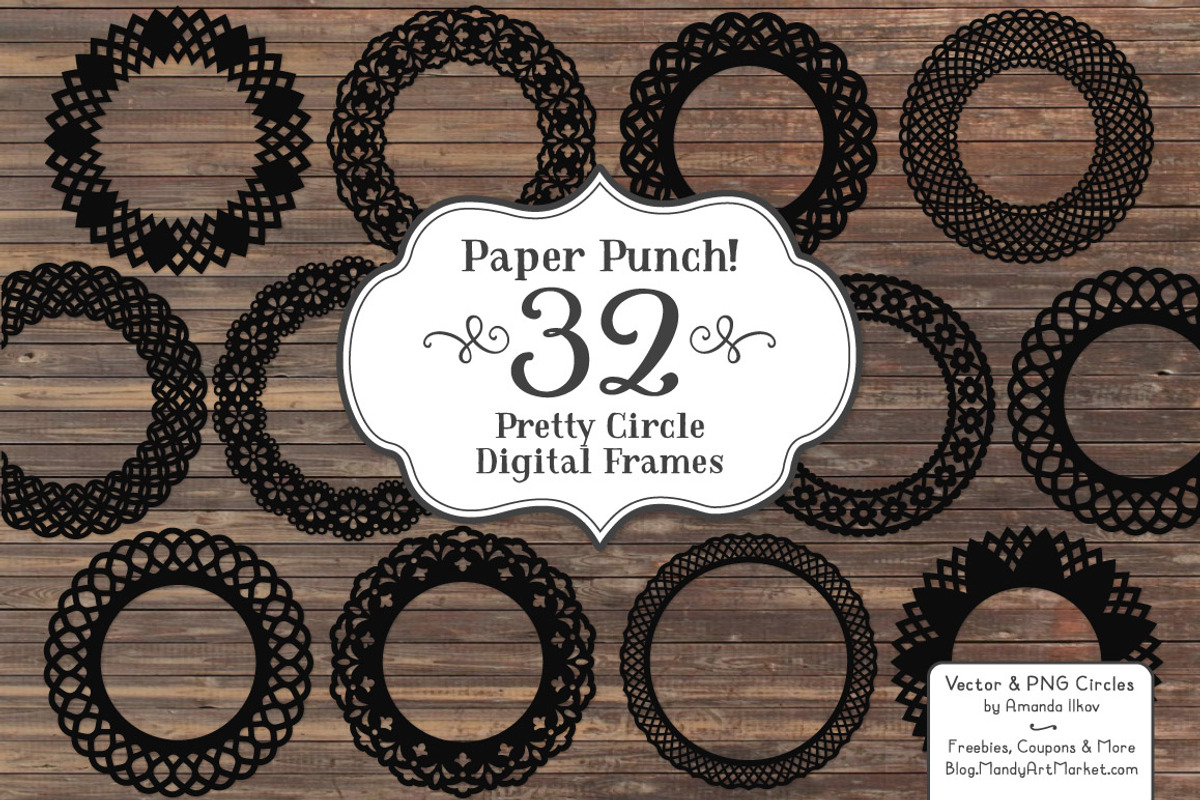 Round Vector Black Lace Frames, an Illustration by Amanda Ilkov (Photo 2 of 4)