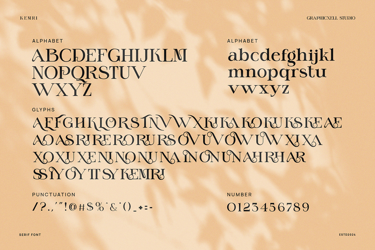 Kemri Stylish Serif Font, a Serif Font by Graphicxell (Photo 8 of 8)