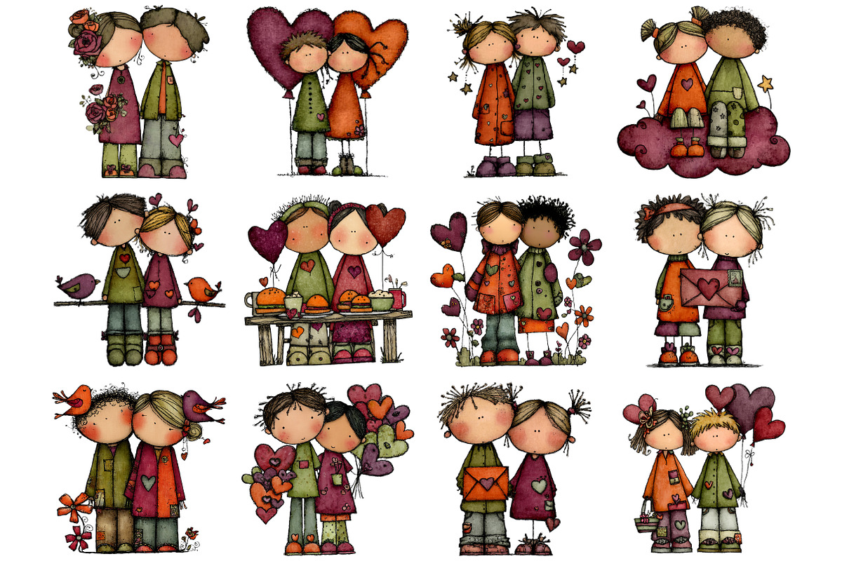 Whimsical Valentine Couple Clipart, a Graphic by CitraGraphics (Photo 3 of 4)