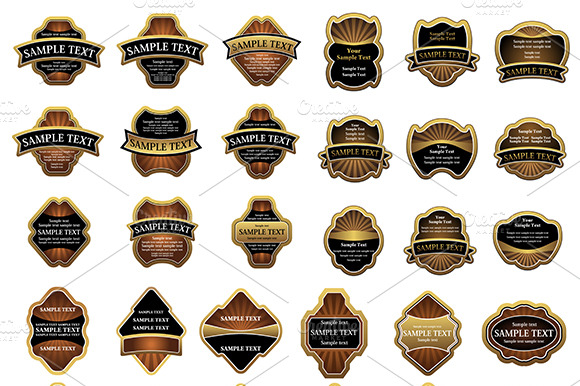 Retro Golden Brown And Black Labels