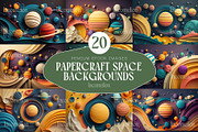 20 Papercraft Space Backgrounds, a Decorative Illustration by Incomelion (Thumbnail 1 of 6)