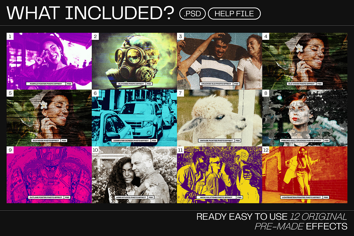 12 Photo Effect Templates, a Layer Style Add-On by iDoodle Studio (Photo 2 of 6)