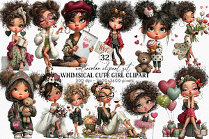 Whimsical Cute Girl Clipart Bundle, an Illustration by Canvas Craft