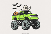 Monster Truck Halloween PNG, Ghost, an Illustration by SharpMarketplace (Thumbnail 1 of 9)