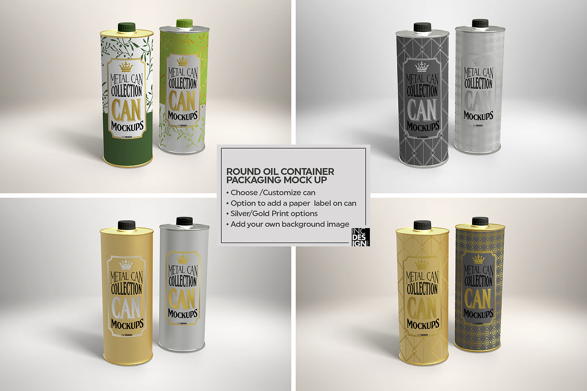 Round Oil Container Mockup, a Product Mockup by INCDesign (Photo 2 of 5)