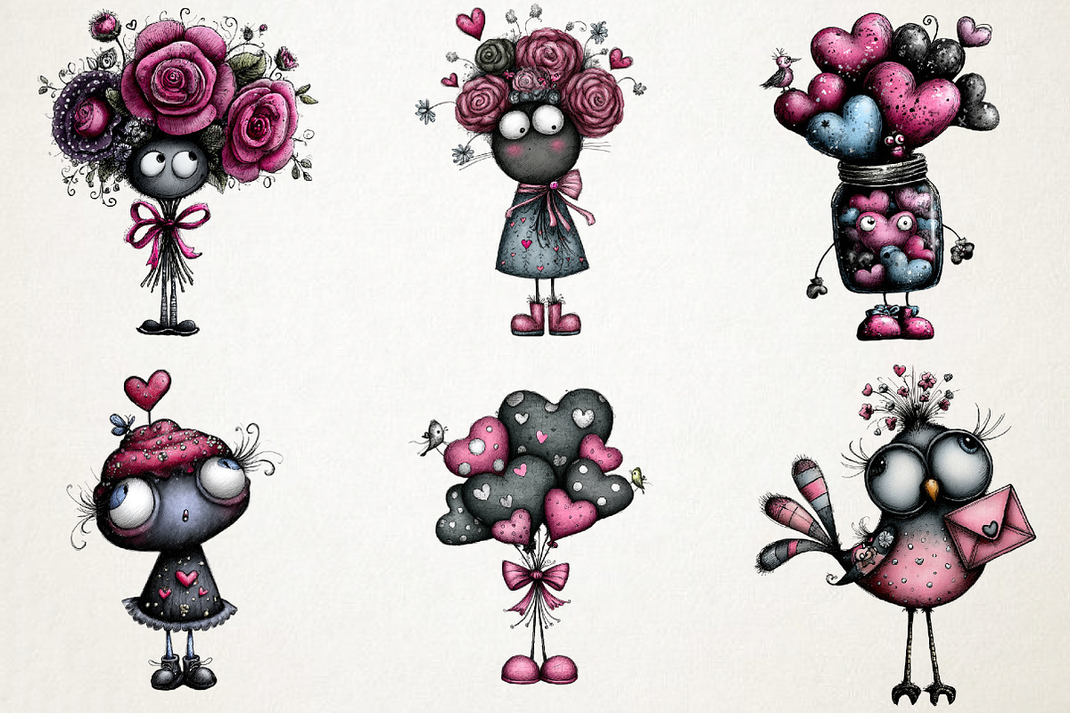 Cute Watercolor Valentines Clipart B, an Illustration by RobertsArt (Photo 6 of 7)