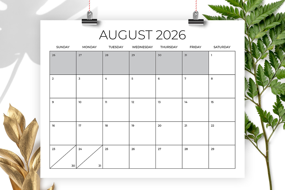 2026 8.5 x 11 Inch Calendar Template, a Stationery Template by Running ...