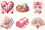 Bohemian Pink Gingham Summer Clipart, an Illustration by Libby Wishes (Thumbnail 3 of 6)