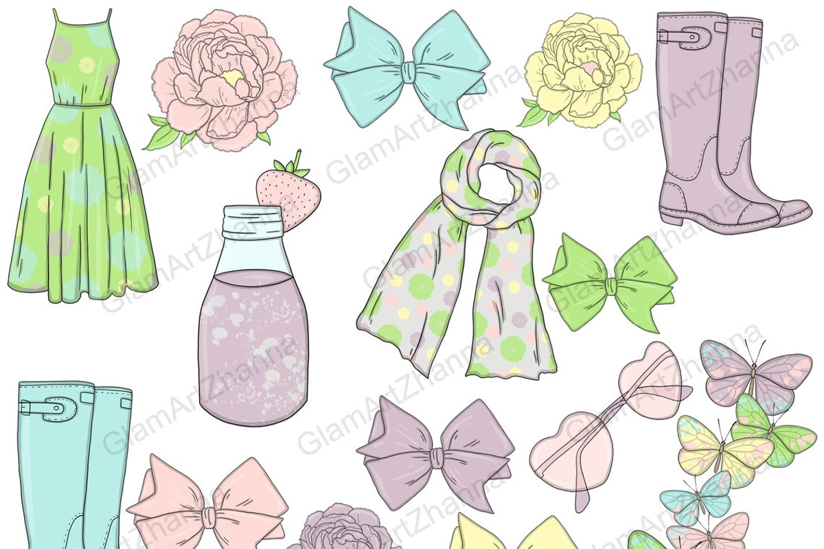 Spring Clipart, a Seasonal Illustration by GlamArtZhanna (Photo 2 of 3)