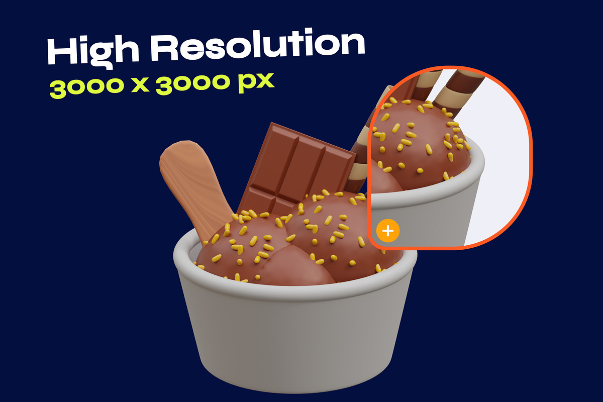 Ice Cream & Desserts 3D Icon, a Food & Drink 3D Model by orenjidesign (Photo 3 of 8)
