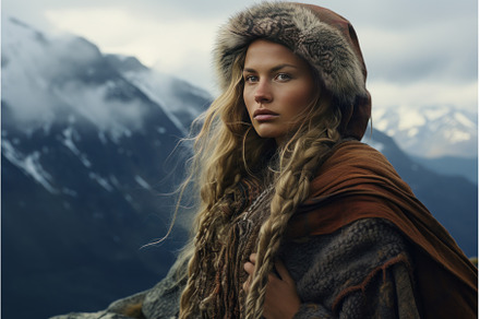 Mountain white woman. Generate Ai, a Beauty & Fashion Photo by Ylivdesign