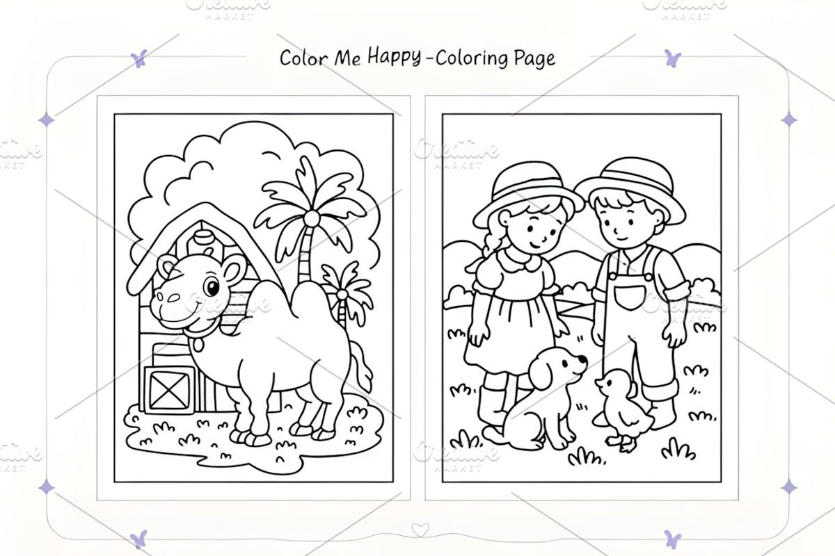Cute Farm Animals Coloring Page, an Animal Illustration by Coco Bloom (Photo 3 of 4)