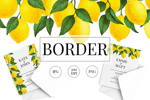 Watercolor Lemon borders png.
