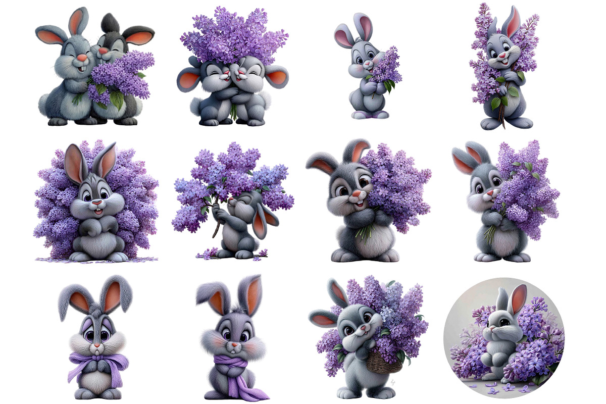 Watercolor Easter Bunny Bouquet, an Illustration by DreamArtGraphic (Photo 3 of 4)