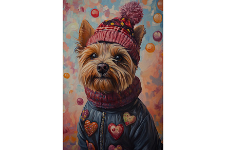 Yorkie in Heart Jacket Wall Print