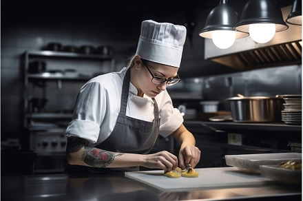 Female chef kitchen. Generate Ai, a Person Photo by Ylivdesign