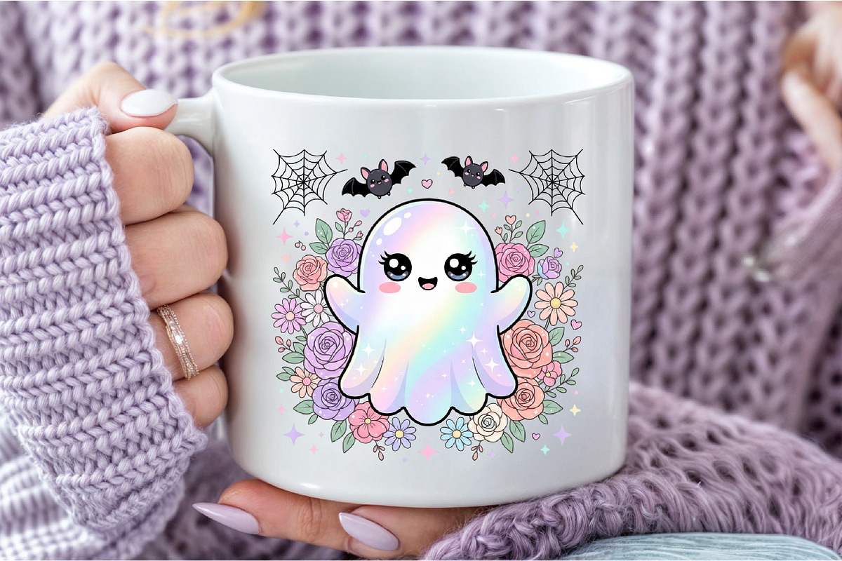 Cute Rainbow Ghost Halloween PNG, an Object Illustration by DreamCafeArt (Photo 7 of 7)