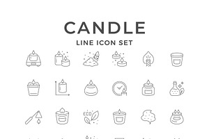 Set line icons of candle, an Outline Icon by motorama