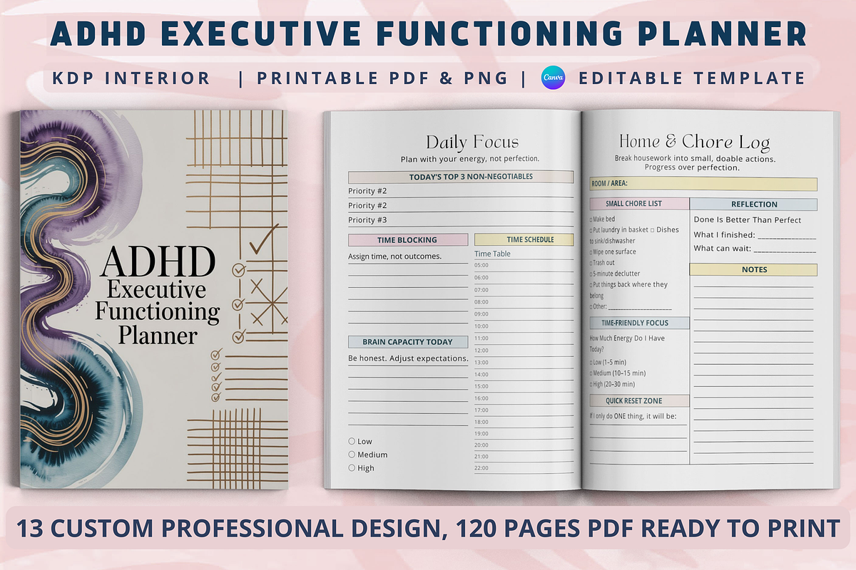 ADHD Executive Functioning Planner, a Design Template by Book2bees (Photo 1 of 4)