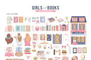Book Lovers Clipart. Girls and Books, an Object Illustration by VerAna (Thumbnail 2 of 24)