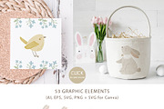 Easter BUNNY clipart & pattern, an Animal Illustration by polikarpovaart (Thumbnail 4 of 10)