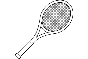Black And White Tennis Racket, an Illustration by HitToon